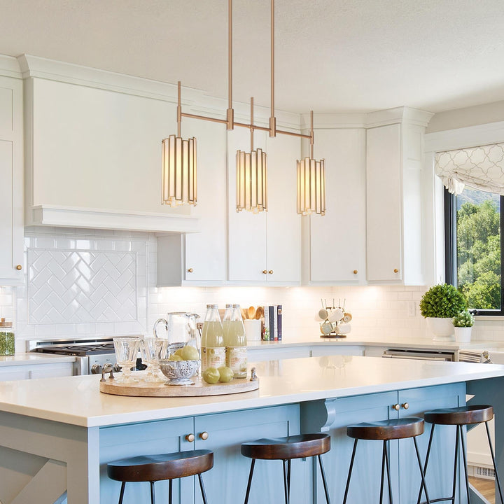 Glam Gold 3-light Linear Glass Kitchen Island Lights L30* W4.3* H17.3 - Diamond Home USA