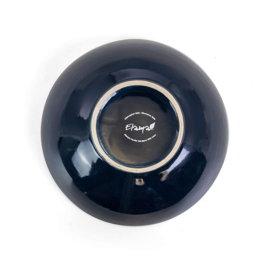 Deep Ocean Mandala 16 Piece Round Stoneware Dinnerware Set Blue Textured - Diamond Home USA