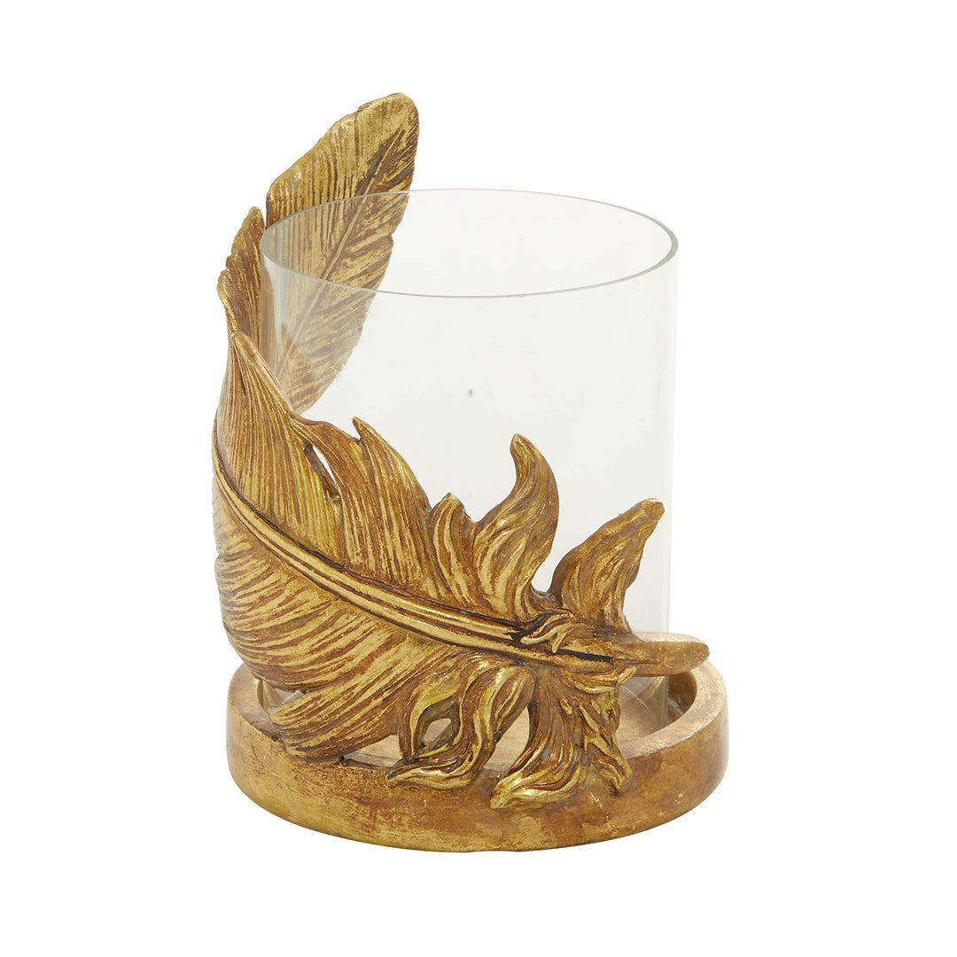 Gold Glass Traditional Candle Holder 8 X 5 - Diamond Home USA