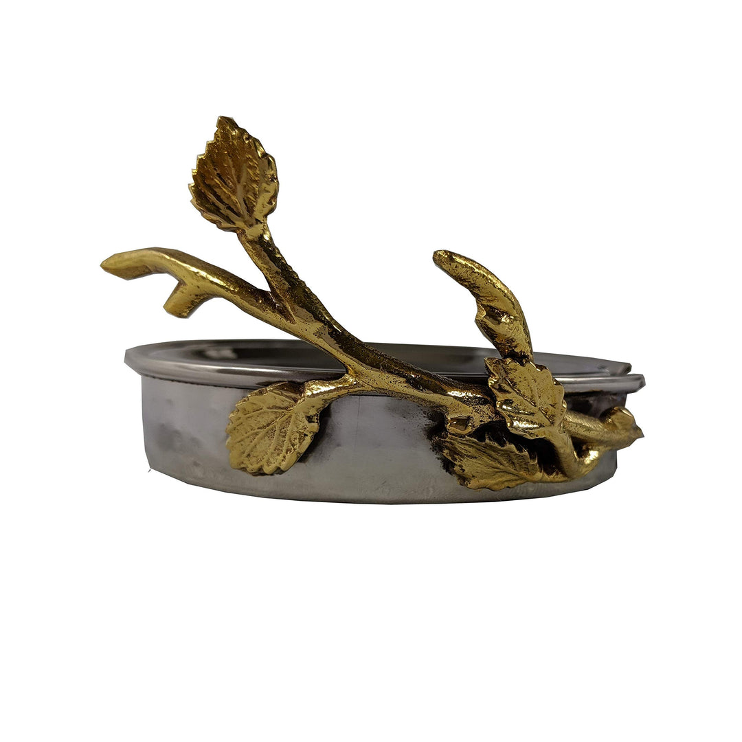 Hammered 7 Pcs Coaster Set 4" Diameter Gold Silver Metal Stainless Steel - Diamond Home USA