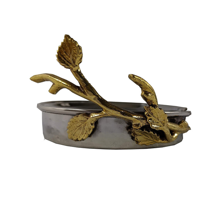 Hammered 7 Pcs Coaster Set 4" Diameter Gold Silver Metal Stainless Steel - Diamond Home USA