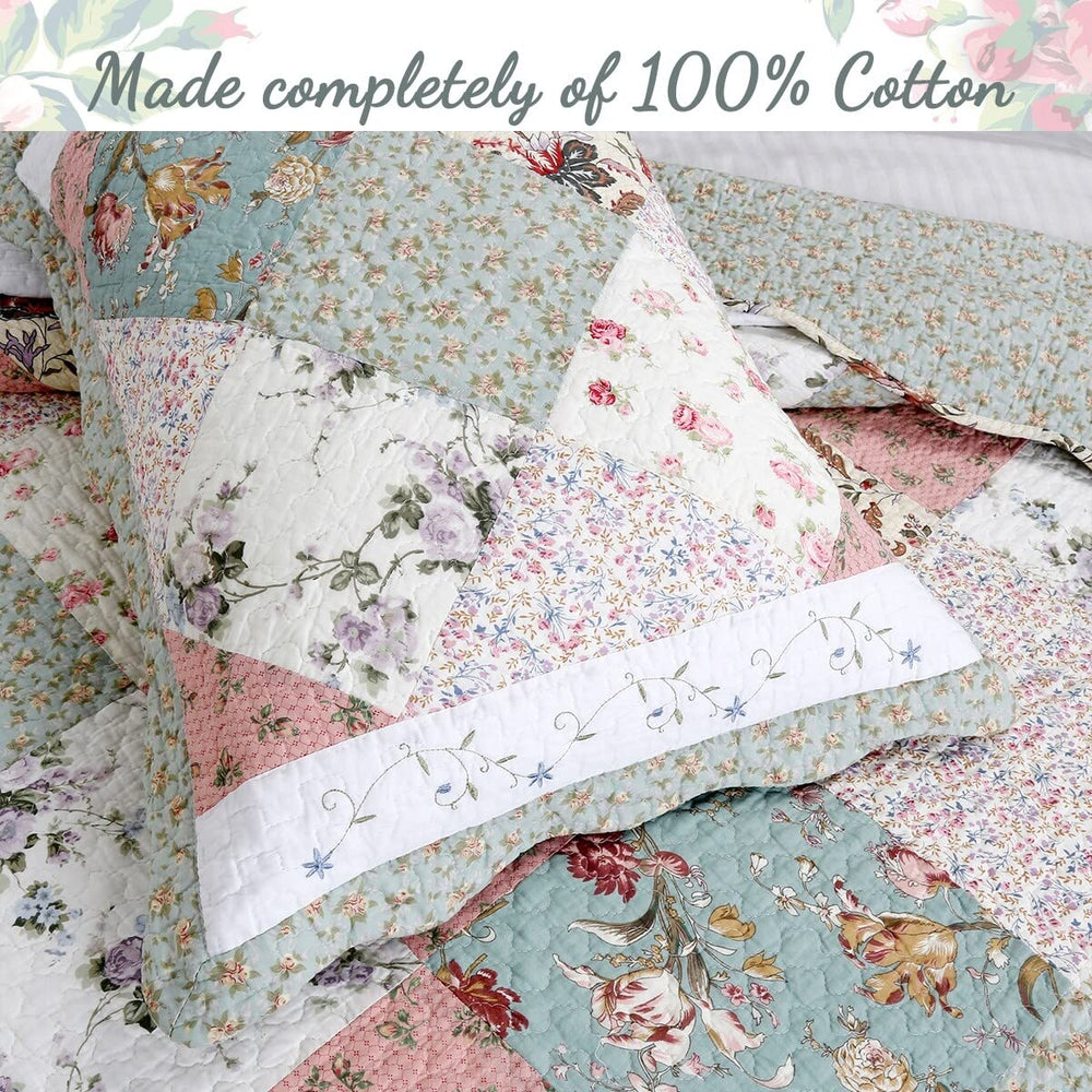 BEST BEDDING INC Celia Patchwork 3-Piece Cotton Quilt Set Twin - Diamond Home USA