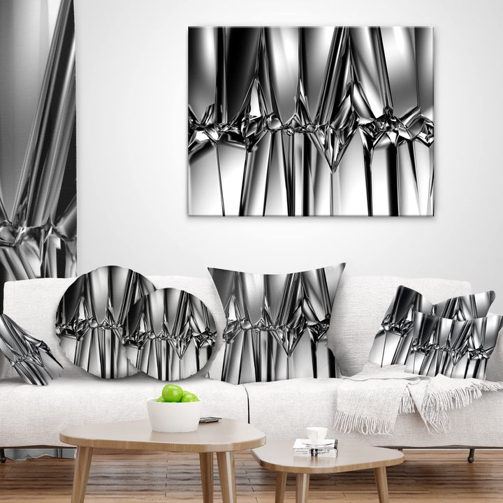 DESIGN ART Designart 'Black White Crystal Background' Abstract Artwork Print 32 in. wide x 16 in. high - Diamond Home USA
