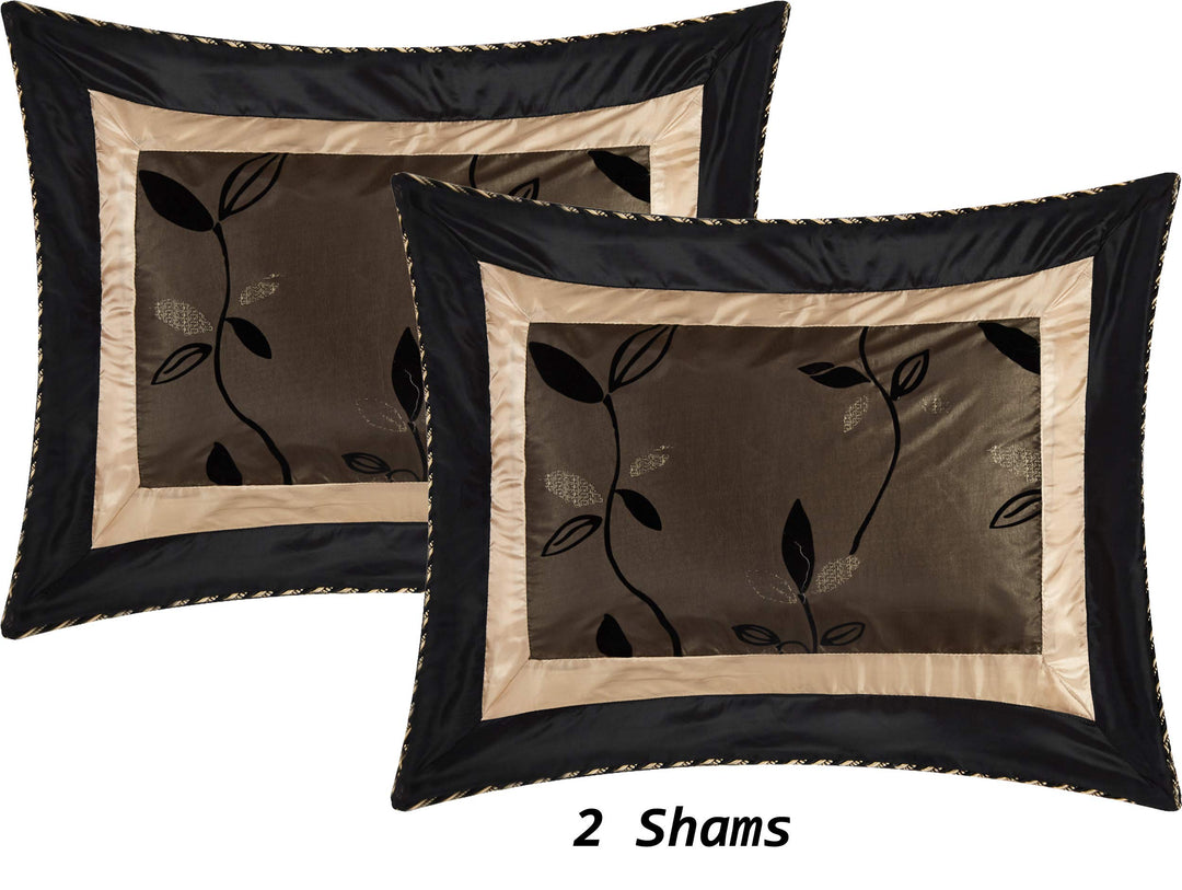Nanshing Pandora 7 Piece Short Plush Print Leaves Comforter Set