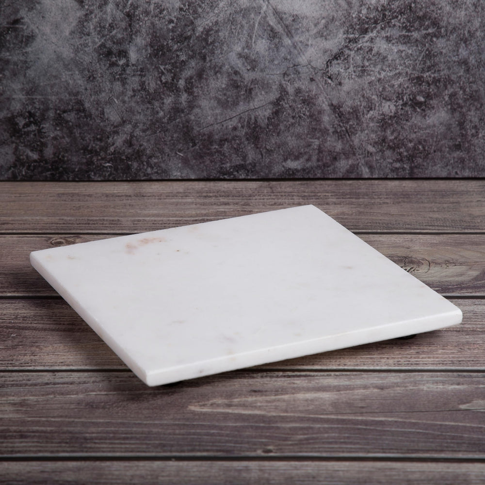 Creamy White Marble Square Trivet Stoneware - Diamond Home USA