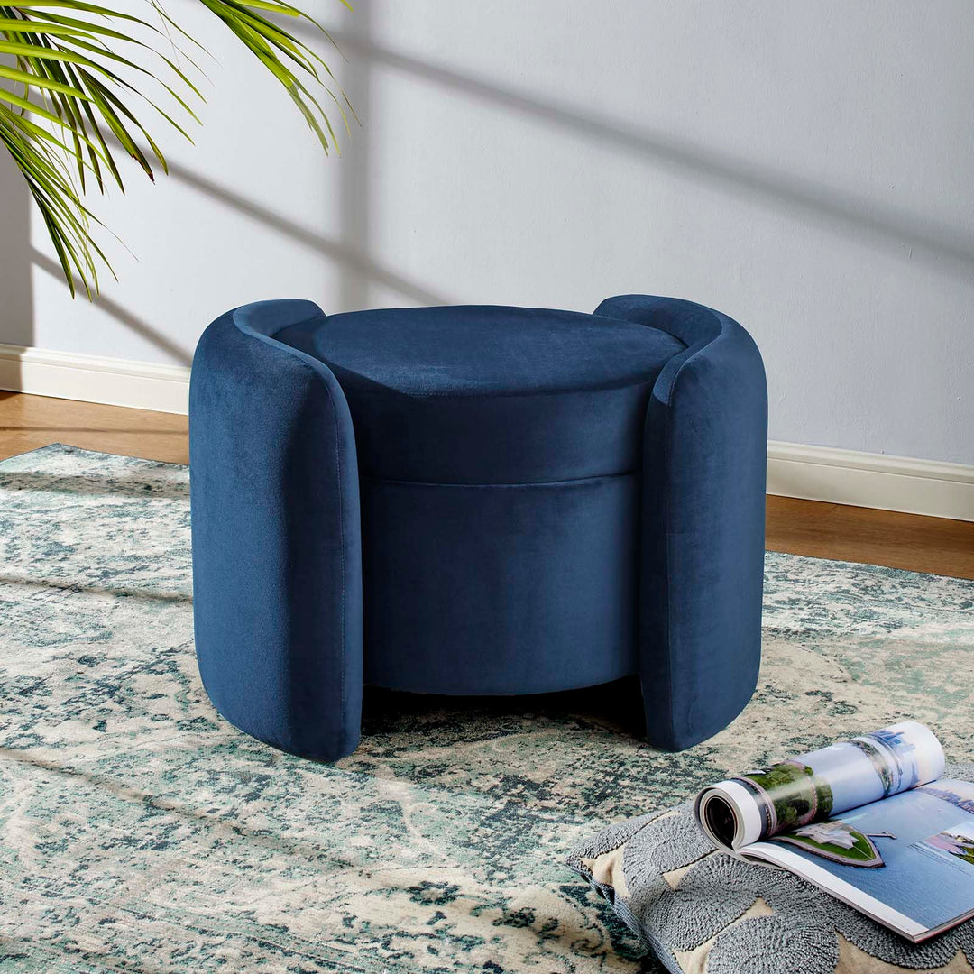 Modway EEI-6055-MID Nebula Upholstered Performance Velvet Ottoman Midnight Blue