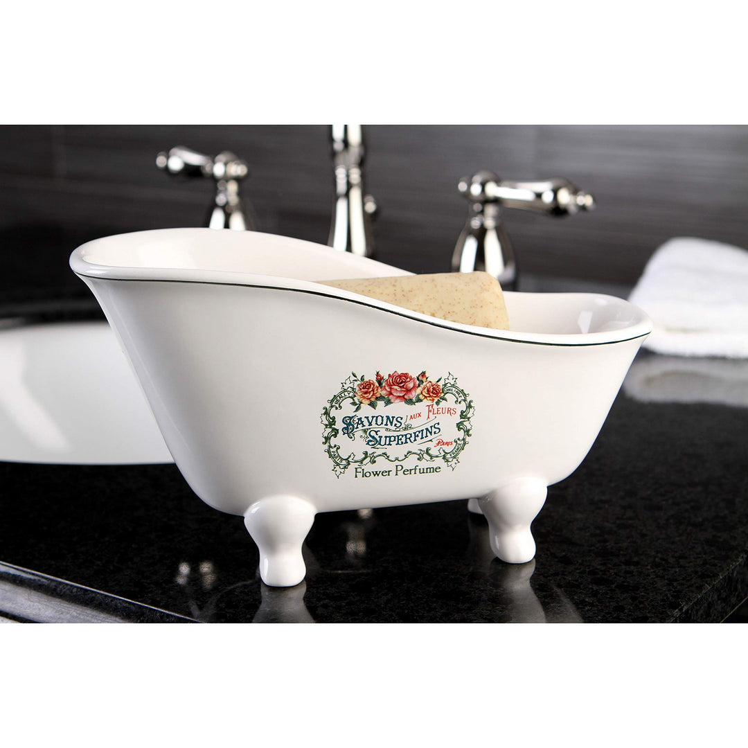 Aux Slipper Clawfoot Tub Soap Dish Floral Ceramic