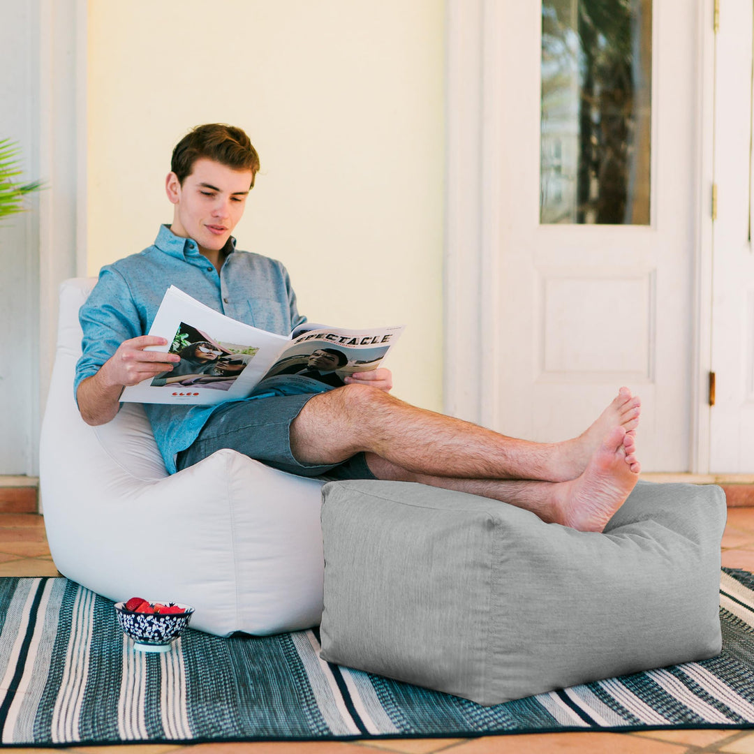 Jaxx Leon Outdoor Bean Bag Ottoman Bench Premium Sunbrella Granite - Diamond Home USA