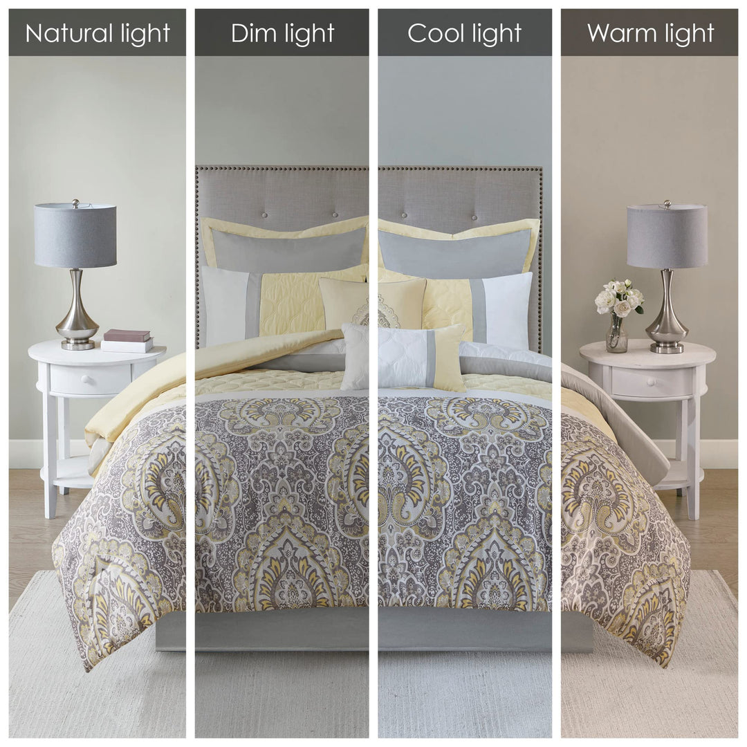 510 DESIGN Luxe Quilted Comforter Set Modern Transitional Design All Season Down