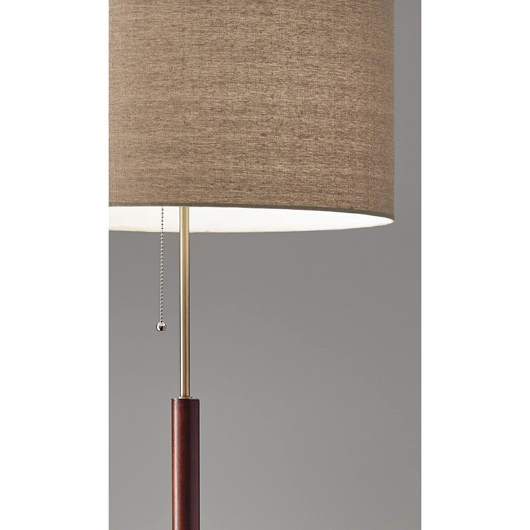 Walnut and Antique Brass Floor Lamp Brown Mid-Century Modern Contemporary - Diamond Home USA