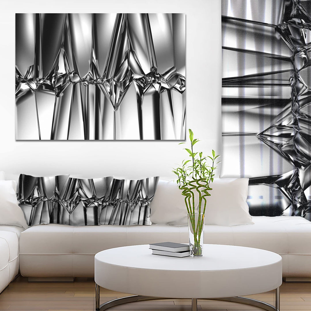 DESIGN ART Designart 'Black White Crystal Background' Abstract Artwork Print 32 in. wide x 16 in. high - Diamond Home USA