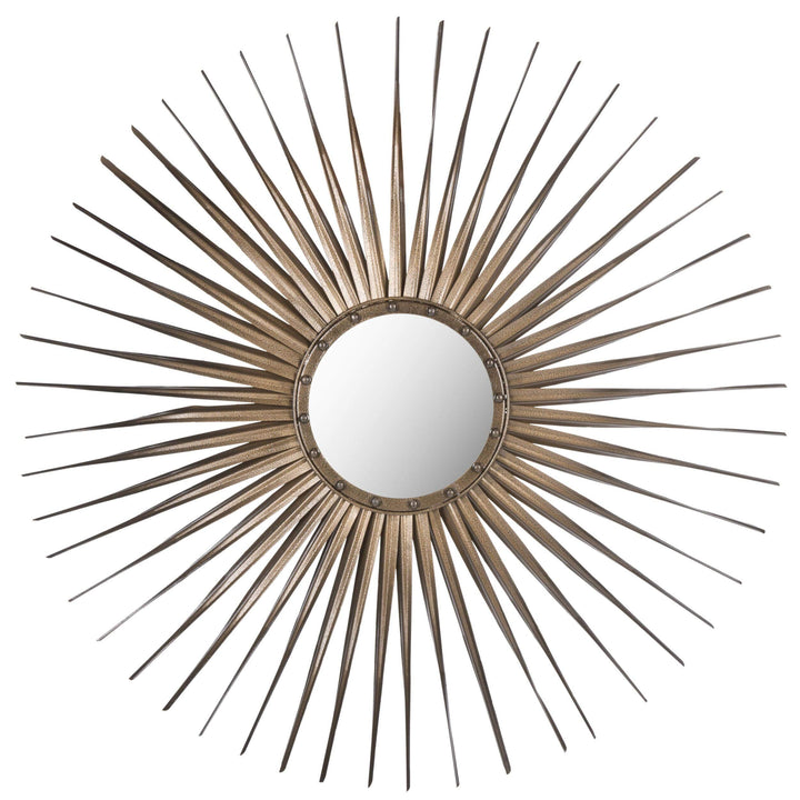 Gold Nailhead Sunburst 34-inch Decorative Mirror 33.5" X 1" Mid-Century Modern - Diamond Home USA