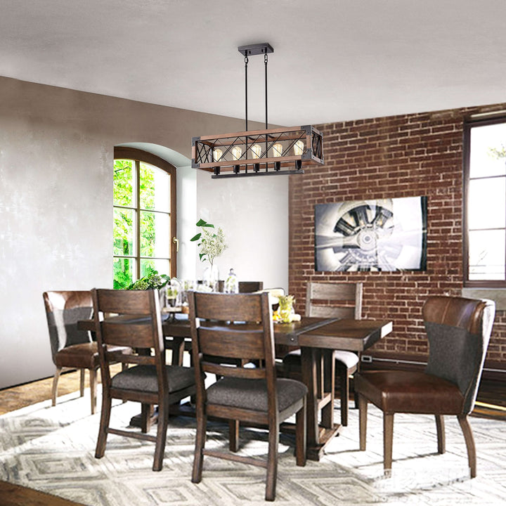 The Lighting Store Aurora Antique Black Rectangular Metal and Natural Wood - Diamond Home USA