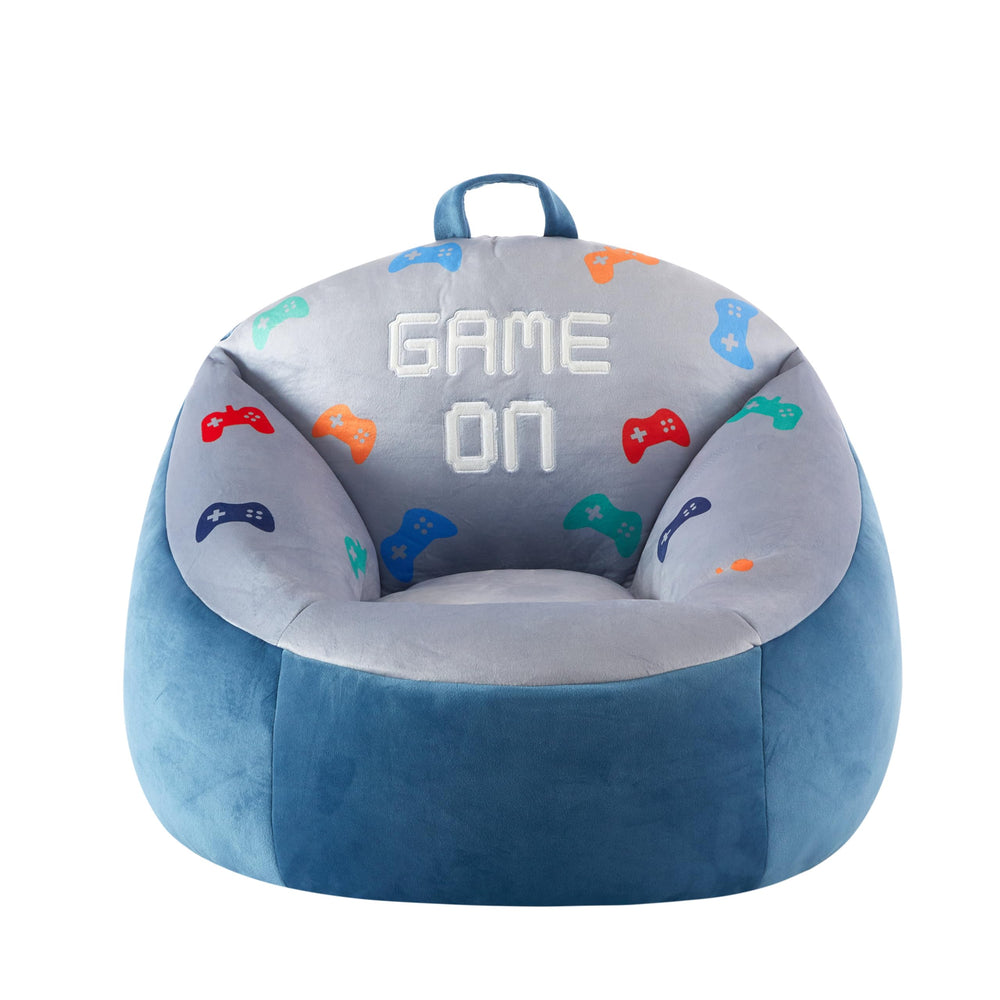 Heritage Kids Micromink Squishy Bean Bag Chair for Kids Ages 3+ Gamer Grey - Diamond Home USA