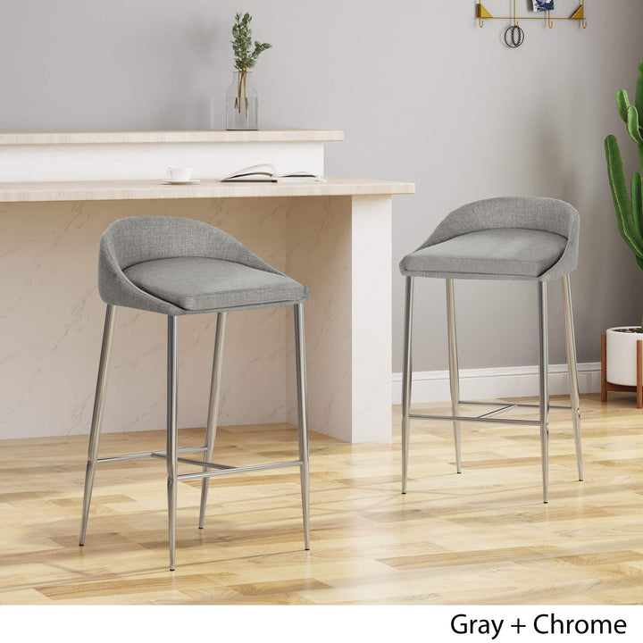 Christopher Knight Home Fanny Counter Stools Modern Upholstered Chrome Iron Legs - Diamond Home USA