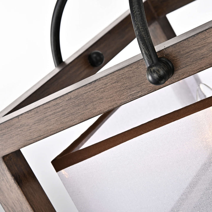 The Lighting Store Alina Antique Black Metal Natural Wood Chandelier with Fabric - Diamond Home USA