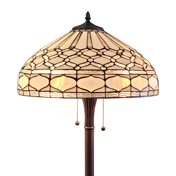 Amora Tiffany Style Floor Lamp Standing 62" Tall Stained Glass White Mahogany - Diamond Home USA