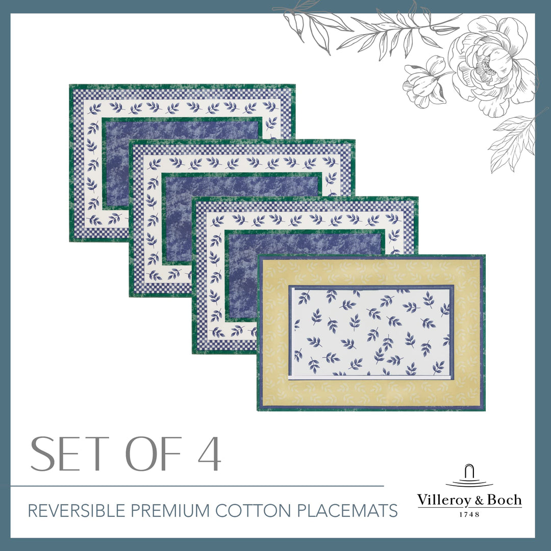 Villeroy and Boch Switch 3 Reversible Cotton Bordered Placemats 14 Inches by - Diamond Home USA
