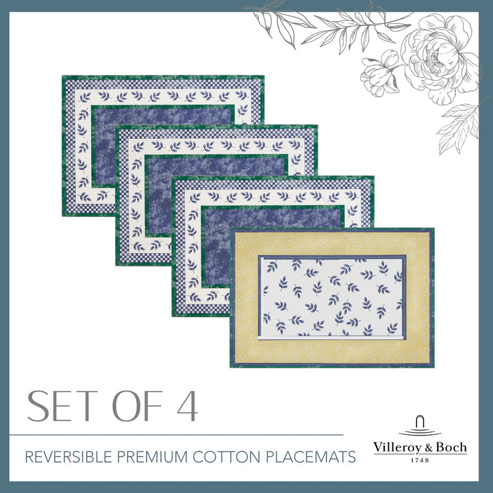 Villeroy and Boch Switch 3 Reversible Cotton Bordered Placemats 14 Inches by - Diamond Home USA
