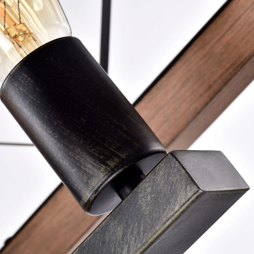 The Lighting Store Aurora Antique Black Rectangular Metal and Natural Wood - Diamond Home USA