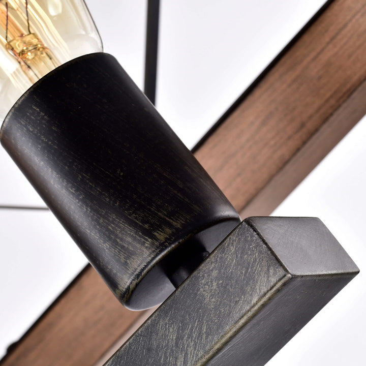 The Lighting Store Aurora Antique Black Rectangular Metal and Natural Wood - Diamond Home USA