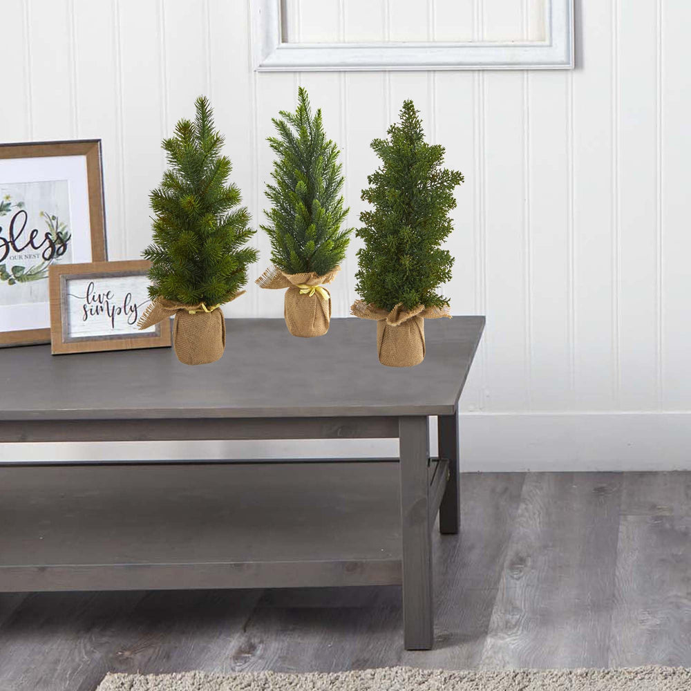 Nearly Natural 15in. Mini Cypress and Pine Artificial Tree (Set of 3) - Diamond Home USA