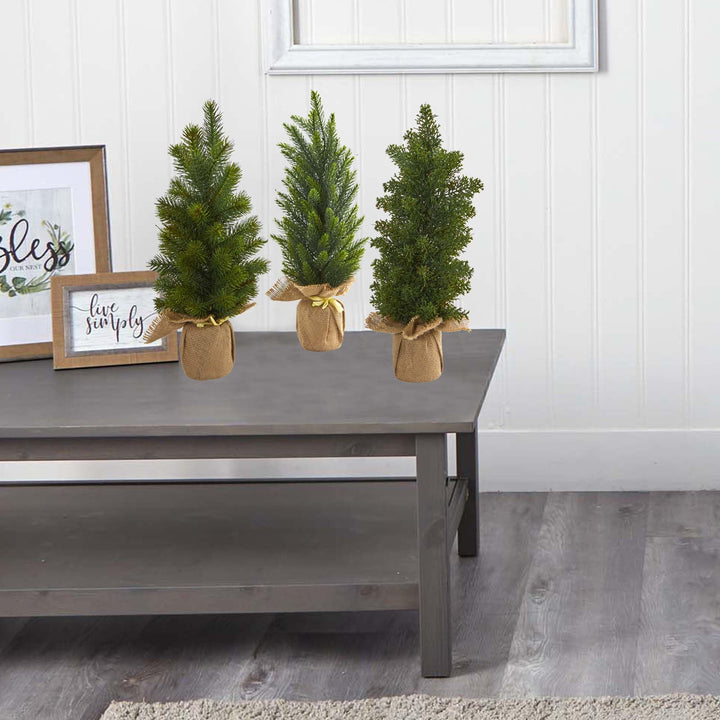 Nearly Natural 15in. Mini Cypress and Pine Artificial Tree (Set of 3) - Diamond Home USA