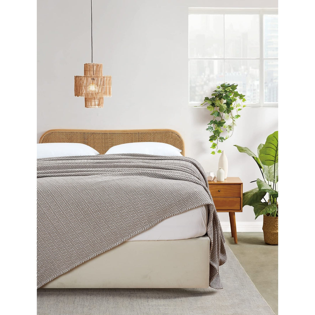 Melange Home Everyday Blanket Collect Yarn Dyed Cotton Blanket Taupe Full - Full - Queen - Taupe