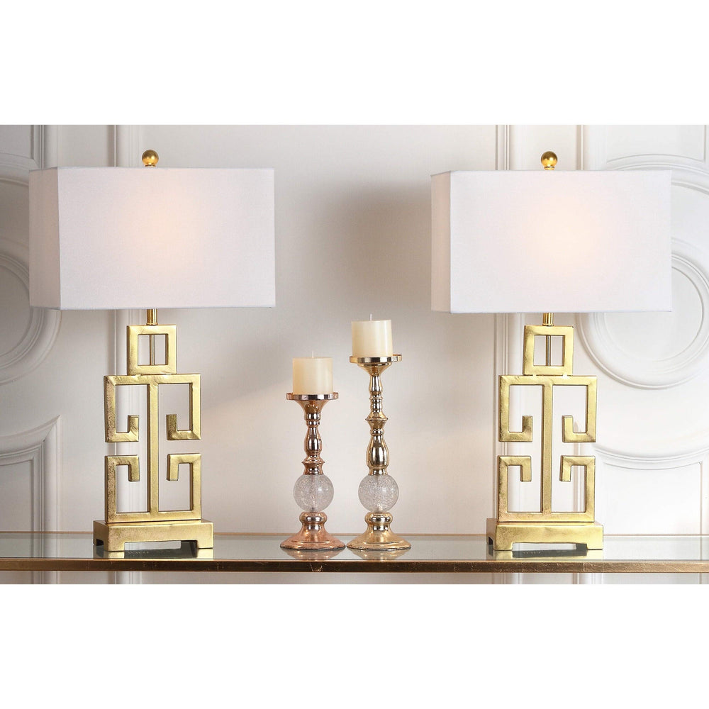 Lighting 28.75-inch Greek Key Antiqued Gold Table Lamp (Set of 2) - 16" X 9" 29" - Diamond Home USA