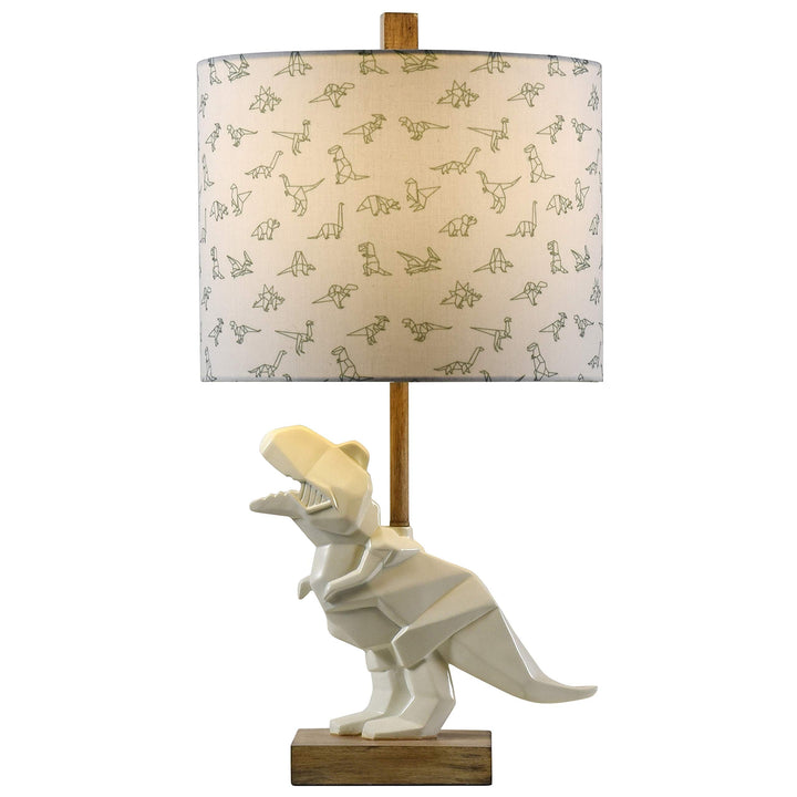 White Geometric Dinosaur Table Lamp Tan Bohemian Eclectic - Diamond Home USA