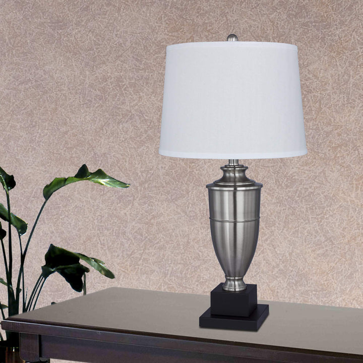 30 Inch Metal Table Lamp in Brushed Steel Grey Transitional - Diamond Home USA