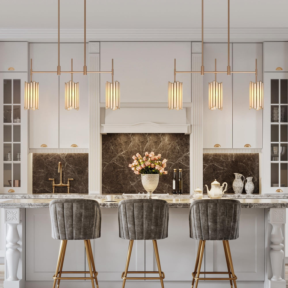 Glam Gold 3-light Linear Glass Kitchen Island Lights L30* W4.3* H17.3 - Diamond Home USA