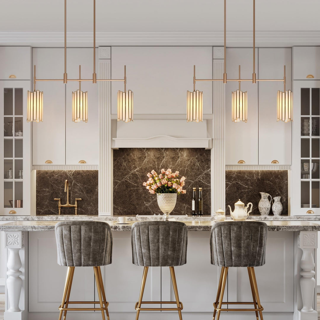Glam Gold 3-light Linear Glass Kitchen Island Lights L30* W4.3* H17.3 - Diamond Home USA