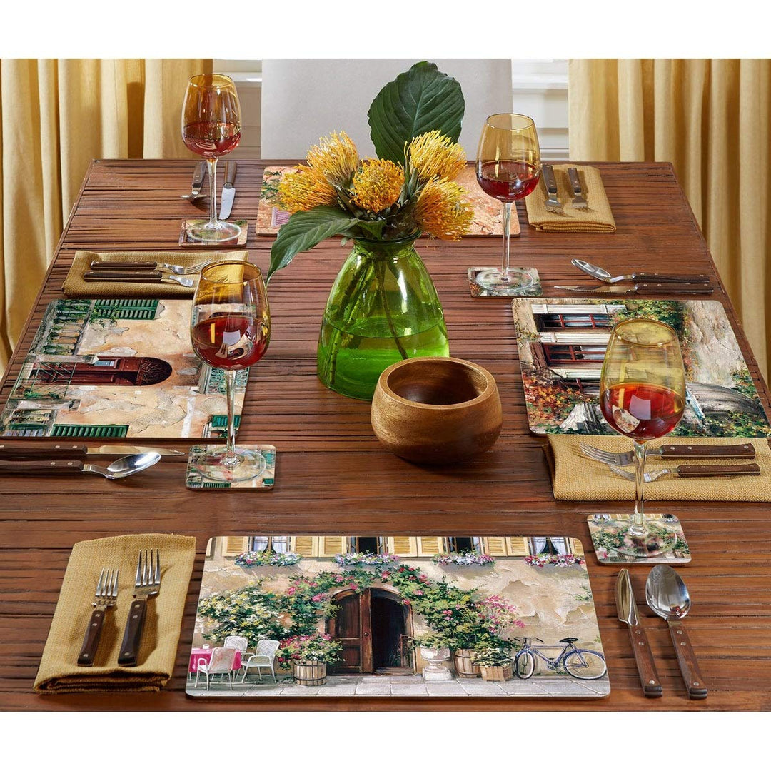 Home Hardboard Placemats Tuscan Doorways Set of 4 Multi Color Rectangle - Diamond Home USA