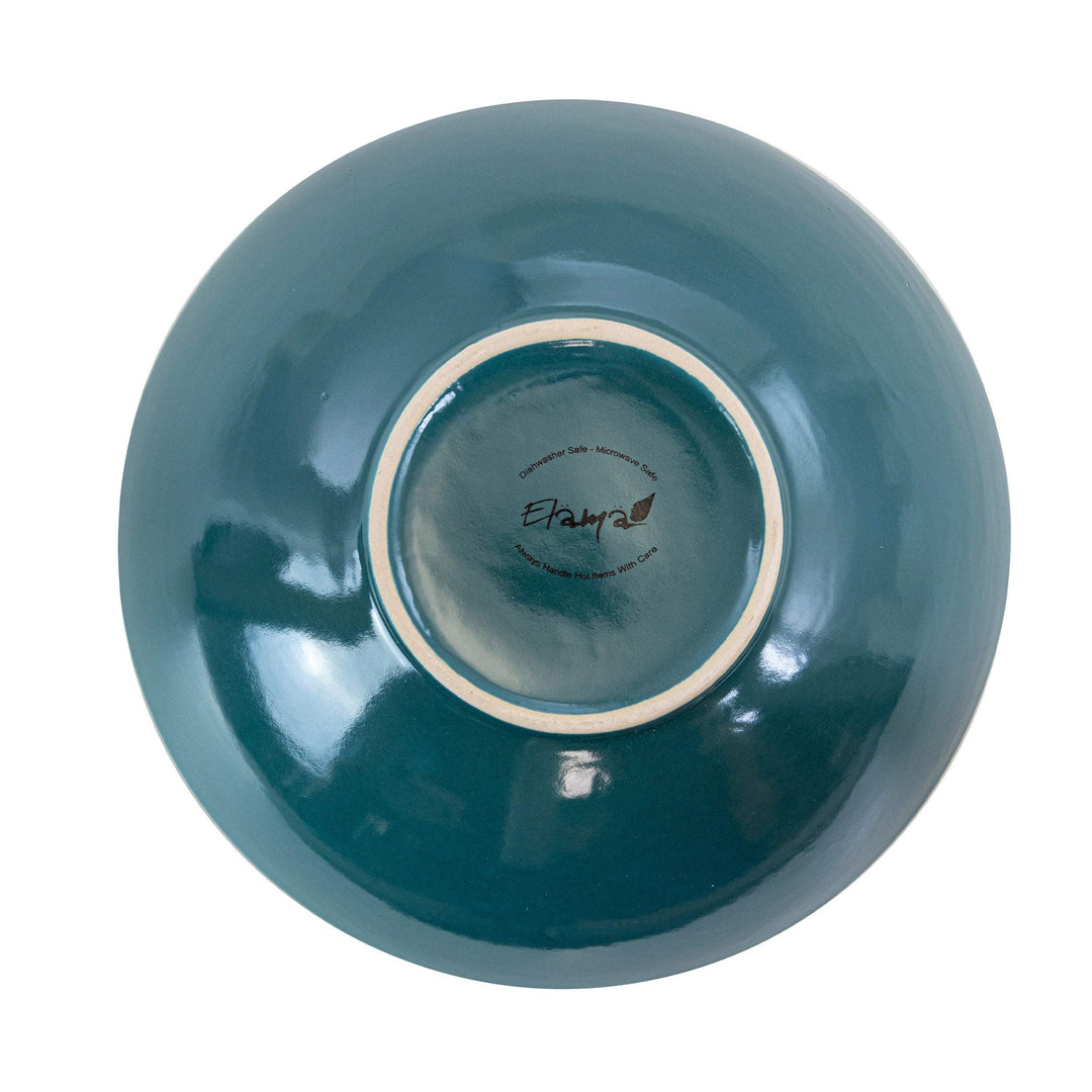 Deep Ocean Mandala 16 Pc Round Stoneware Dinnerware Set in Green Blue Textured - Diamond Home USA