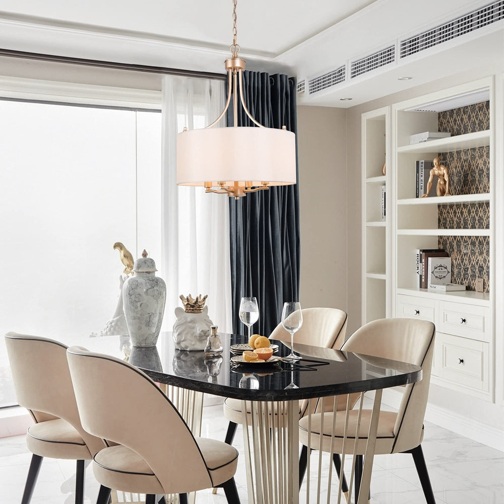 Modern 4-light Gold Drum Chandelier for Living Room L15.7 X W15.7 H 21.3 - Diamond Home USA