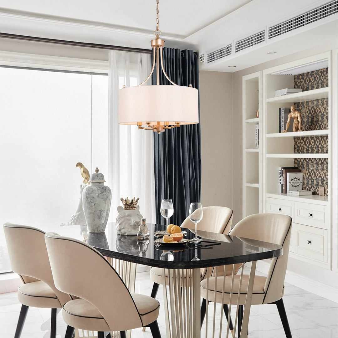 Modern 4-light Gold Drum Chandelier for Living Room L15.7 X W15.7 H 21.3 - Diamond Home USA