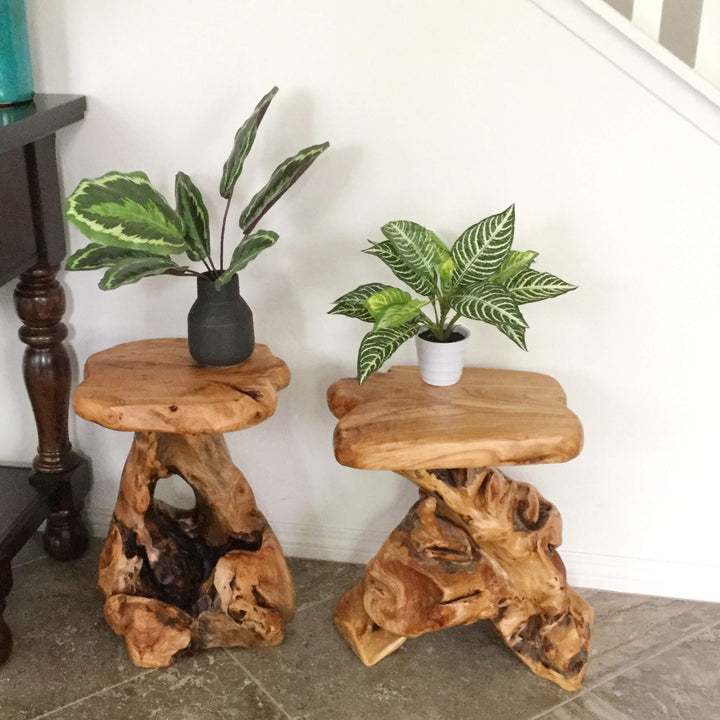 Cedar Roots Natural Flower Stand Reclaimed Woods End Table Finish Wood - Diamond Home USA