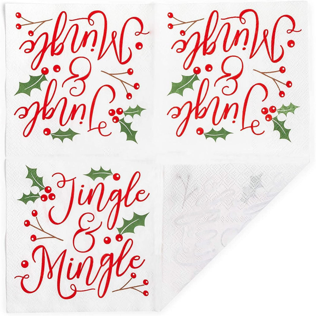 Christmas Cocktail Napkins Jingle and Mingle Holiday rty Supplies (5 X 5 50 - Diamond Home USA