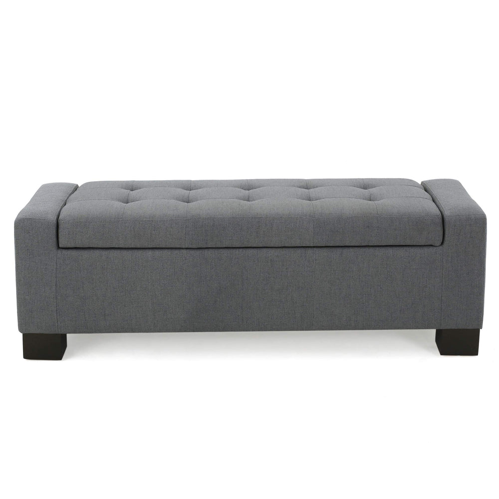 Christopher Knight Home Guernsey Fabric Storage Ottoman Charcoal