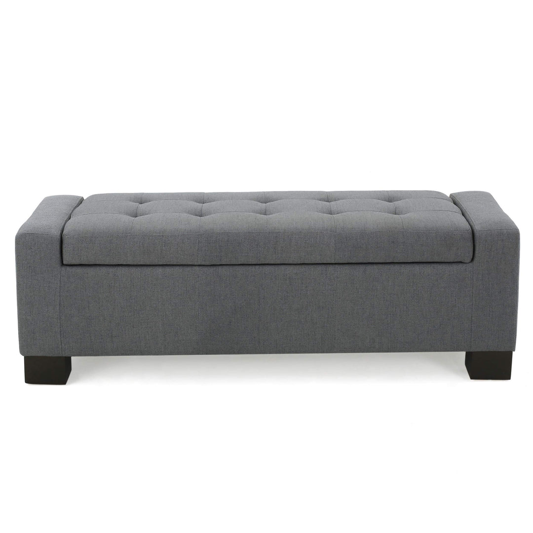 Christopher Knight Home Guernsey Fabric Storage Ottoman Charcoal