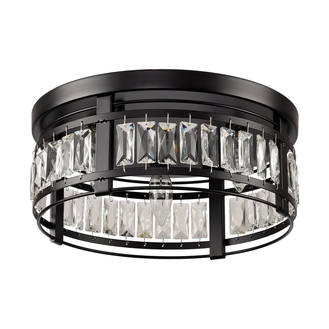 Modern 14-inch Matte Black 3-light Crystal Flush Mount Chandelier Diameter:16 in - Diamond Home USA