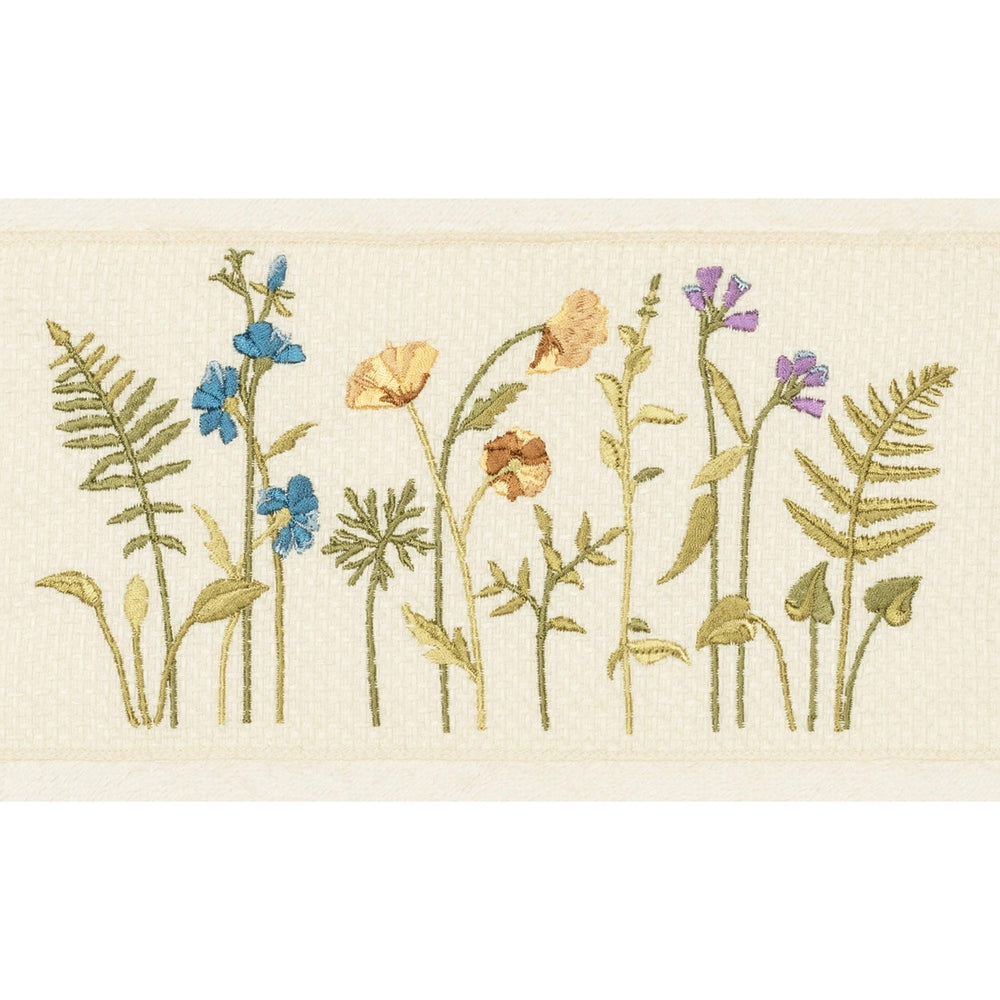 Cream Turkish Cotton Wildflowers Embroidered 3 Piece Towel Set Brown - Diamond Home USA