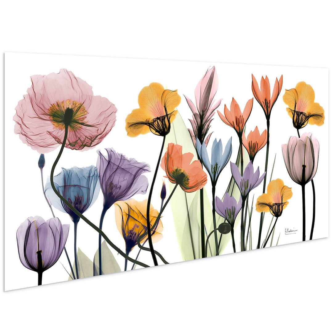 Flowerscape Portrait Frameless Free Floating Tempered Glass Panel Graphic Wall - Diamond Home USA
