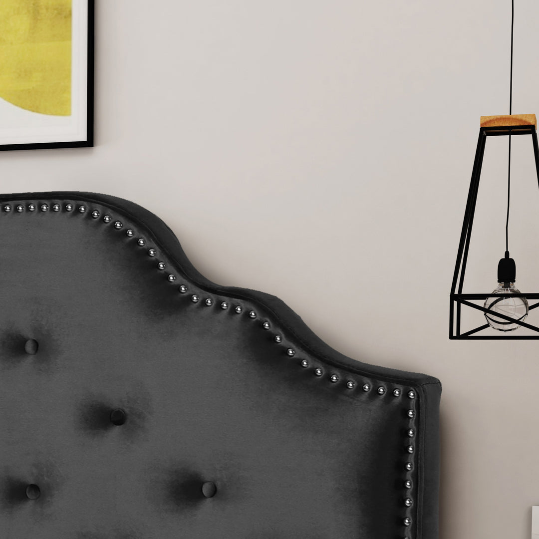 Christopher Knight Home Silas Velvet Headboard Queen / Full Black / Black - Diamond Home USA