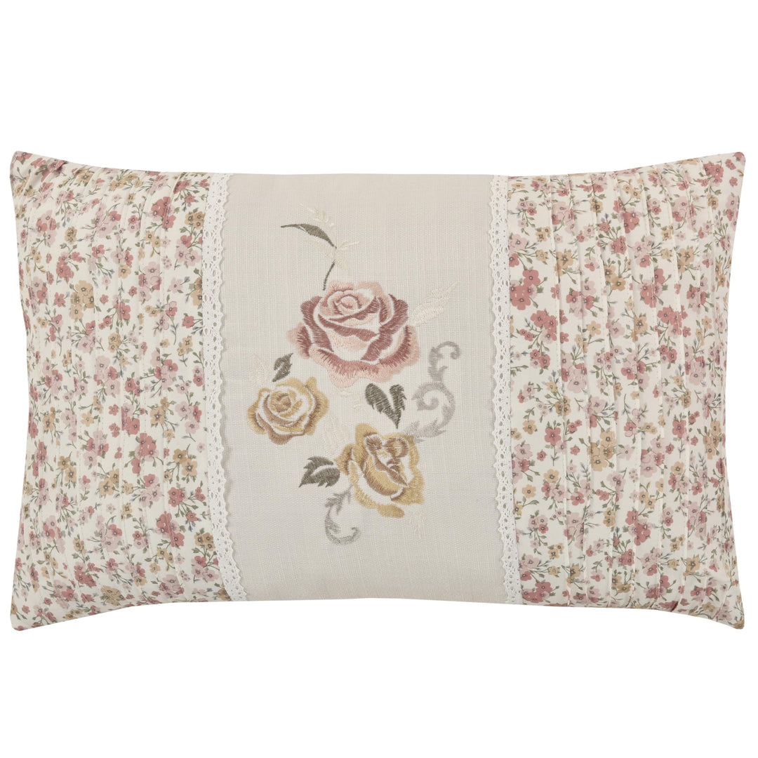 Decorative Throw Pillow Pink Floral Farmhouse Shabby Chic Polyester Reversible