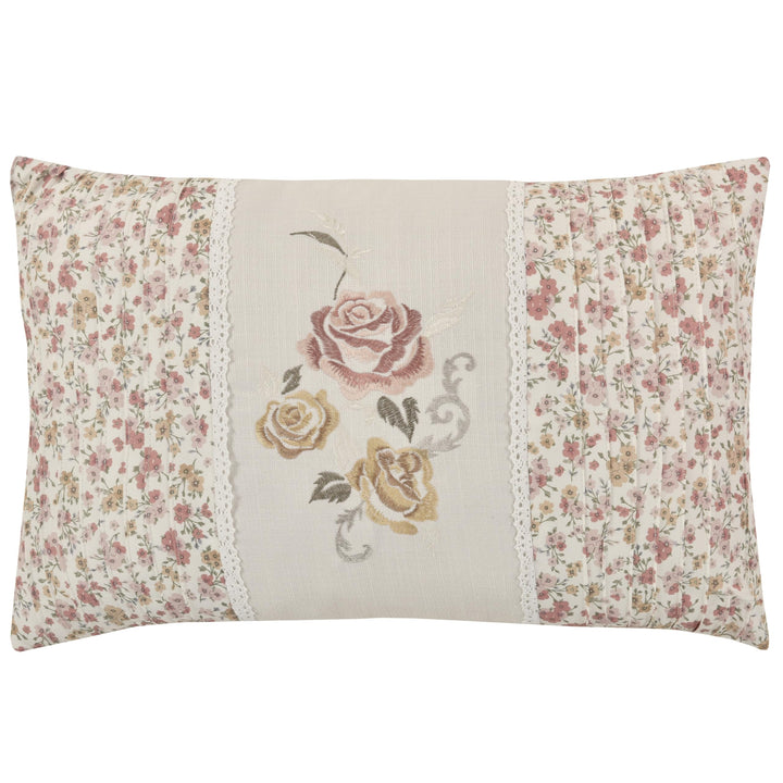 Decorative Throw Pillow Pink Floral Farmhouse Shabby Chic Polyester Reversible