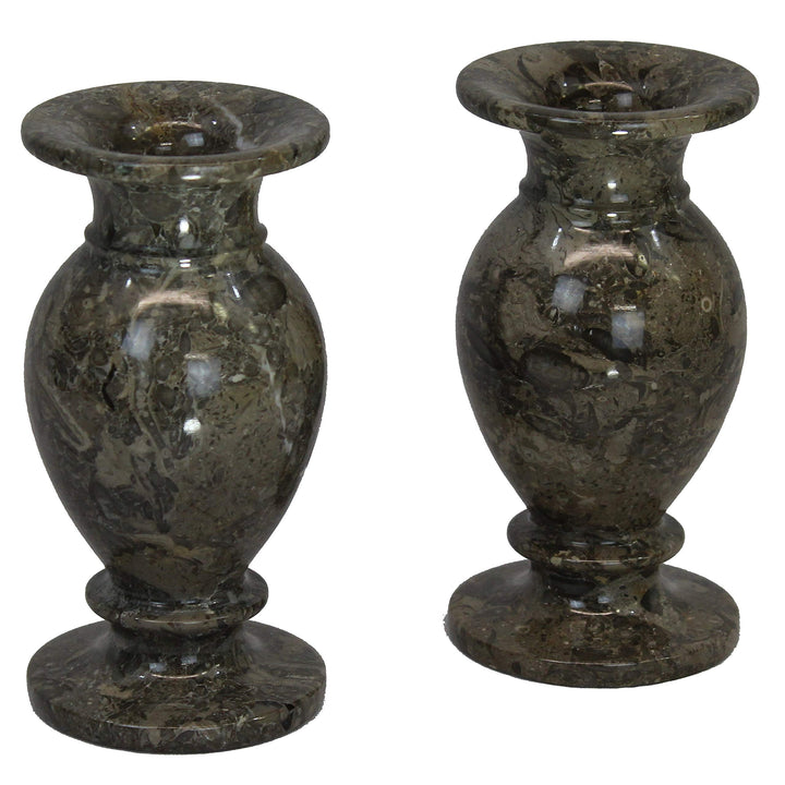 Decorative Marble Gray 6" Table Vase Set of 2 Grey Modern Contemporary Stoneware - Diamond Home USA