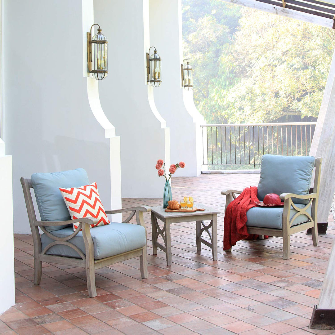 Cambridge Casual Chester Wood Patio Side Table Weathered Teak - Diamond Home USA