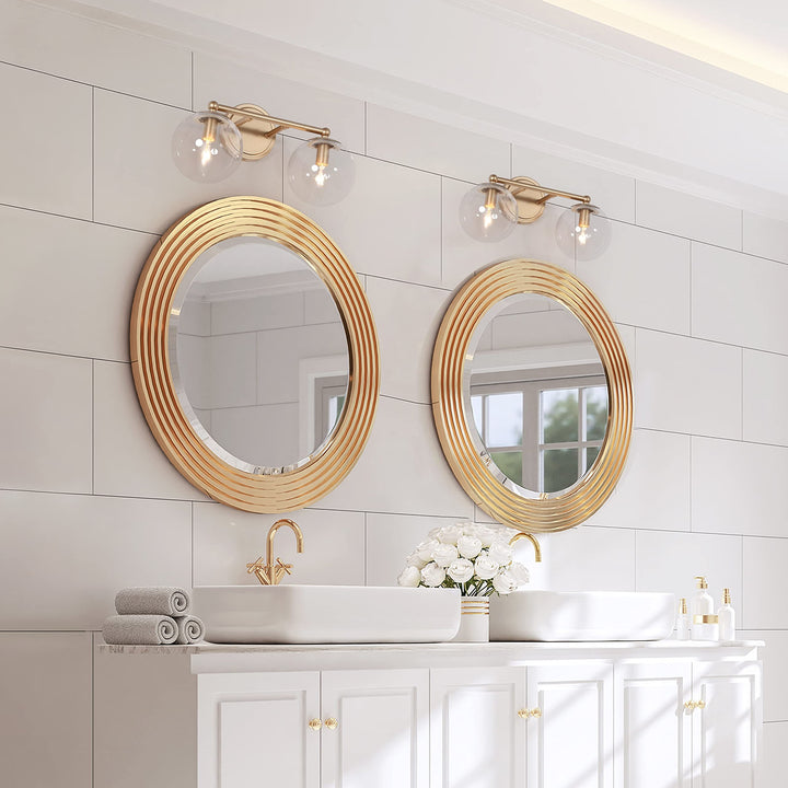 Modern Gold 2-light Bathroom Vanity Lights Globe Glass Orb Wall Sconces L 15" - Diamond Home USA